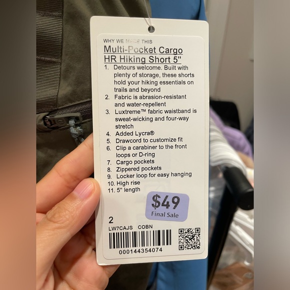 NWT Lululemon Cargo Hiking Short Size 2 - Picture 3 of 3